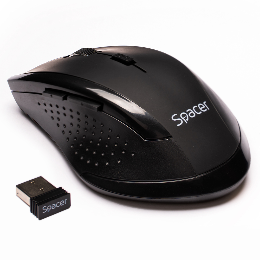 Electronice - MOUSE  Spacer, PC sau NB, wireless, 2.4GHz, optic, 800/ 1200/1600 dpi, butoane/scroll 6/1, rezolutie selectabila, negru, Cod Produs: SPMO-291