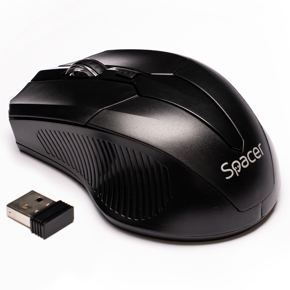 Periferice - MOUSE  Spacer, PC sau NB, wireless, 2.4GHz, optic, 1600 dpi, butoane/scroll 4/1,buton ON/OFF, negru, Cod Produs: SPMO-W02