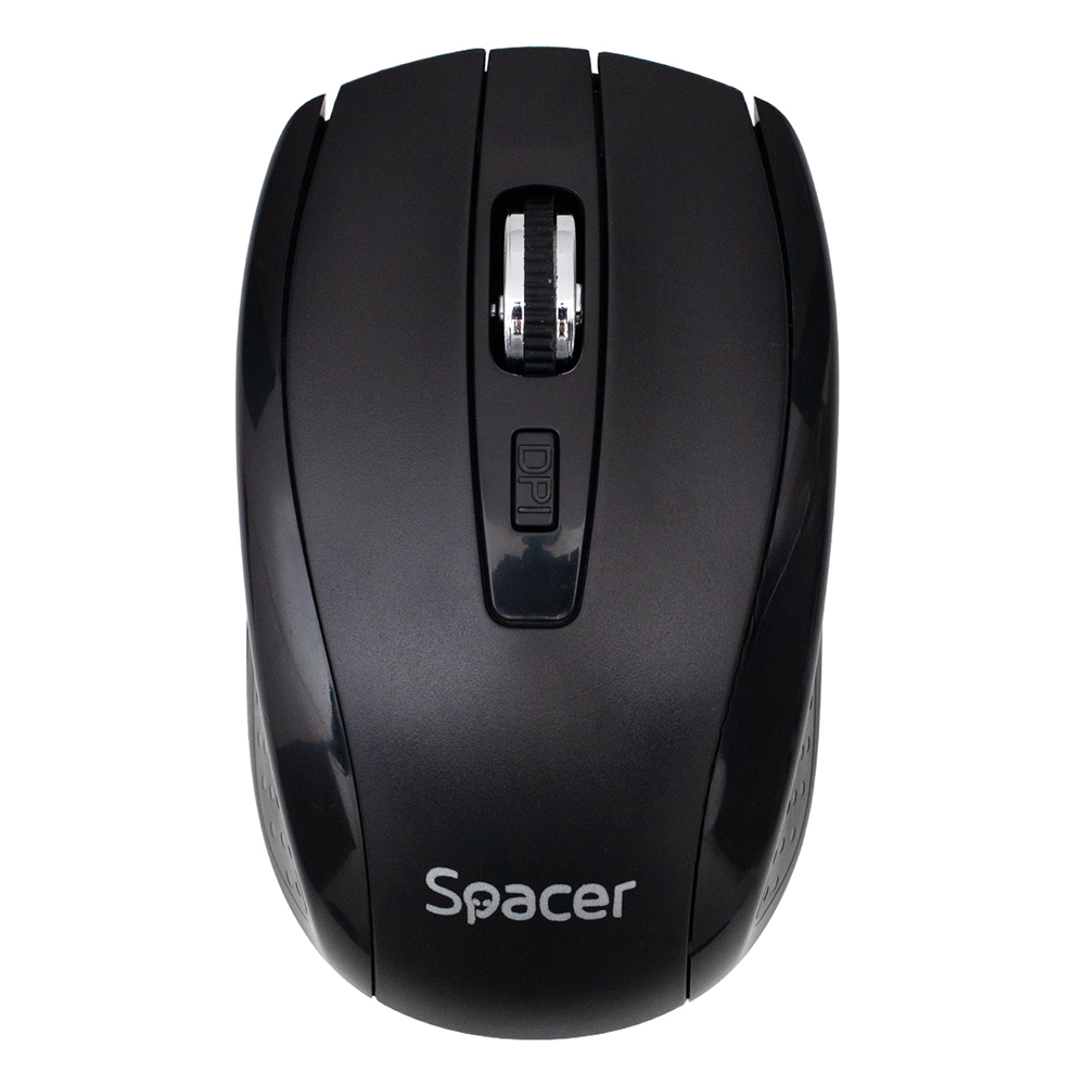 MOUSE Spacer, PC sau NB, wireless, 2.4GHz, optic, max.1600 dpi, butoane/scroll 4/1, rezolutie selectabila, buton ON/OFF, 2 baterii AAA incluse, negru, Cod Produs: SPMO-WS-BK-04 [1]
