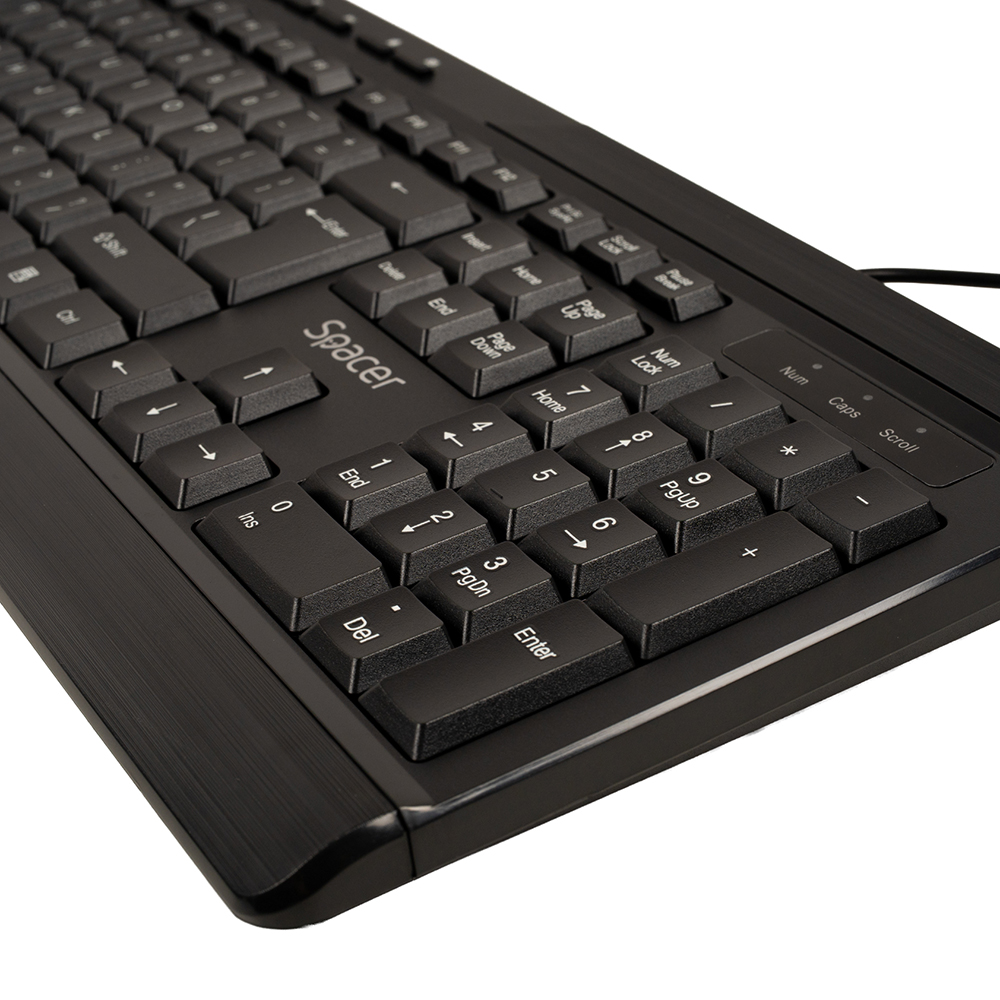 KIT wired  SPACER, tastatura cu fir  multimedia 104 taste (+ 9 taste multimedia) + mouse rezolutie max.1600dpi, 4 butoane, rotita scroll, black Cod Produs: SPOK-WD-02 [3]
