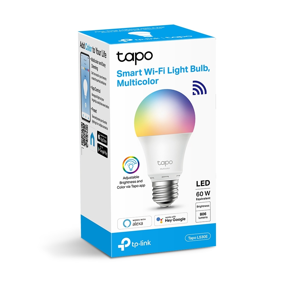 BEC LED wireless TP-LINK, 800lm, 8.7W, E27, intensitate reglabila, ctl prin smartph.cu apl.Tapo, ajustare auto a luminii in fct. de mom zilei-diferite culori Cod Produs: Tapo L530E [1]