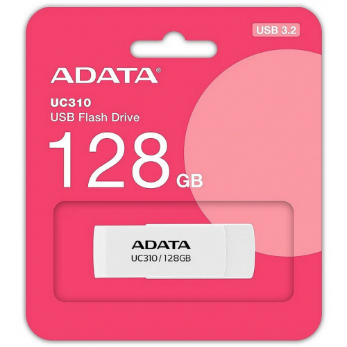 MEMORIE USB 3.2 ADATA 128 GB, protectie slide laterala, carcasa plastic, alb, Cod Produs: UC310-128G-RWH [2]