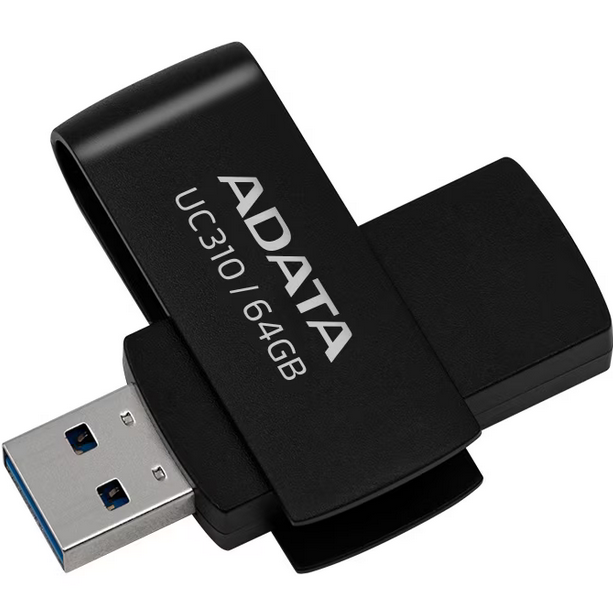 Electronice - MEMORIE USB 3.2 ADATA 64 GB, protectie slide laterala, carcasa plastic, negru, Cod Produs: UC310-64G-RBK