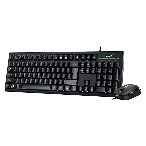 Electronice - KIT wired GENIUS USB, tastatura 104 taste (concave) + mouse optic 1200dpi, 3 butoane, AI key, black, Cod Produs: 31330009400
