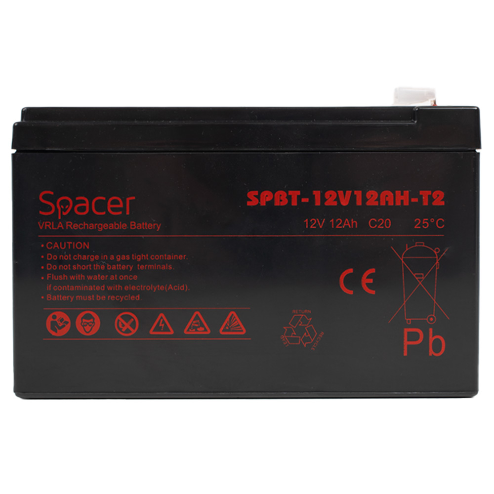 ACUMULATOR UPS SPACER 12V / 12Ah, dimensiuni: 152x99x96mm, inaltime+terminal: 101mm, terminal F2(T2), Cod Produs: SPBT-12V12AH-T2 [2]