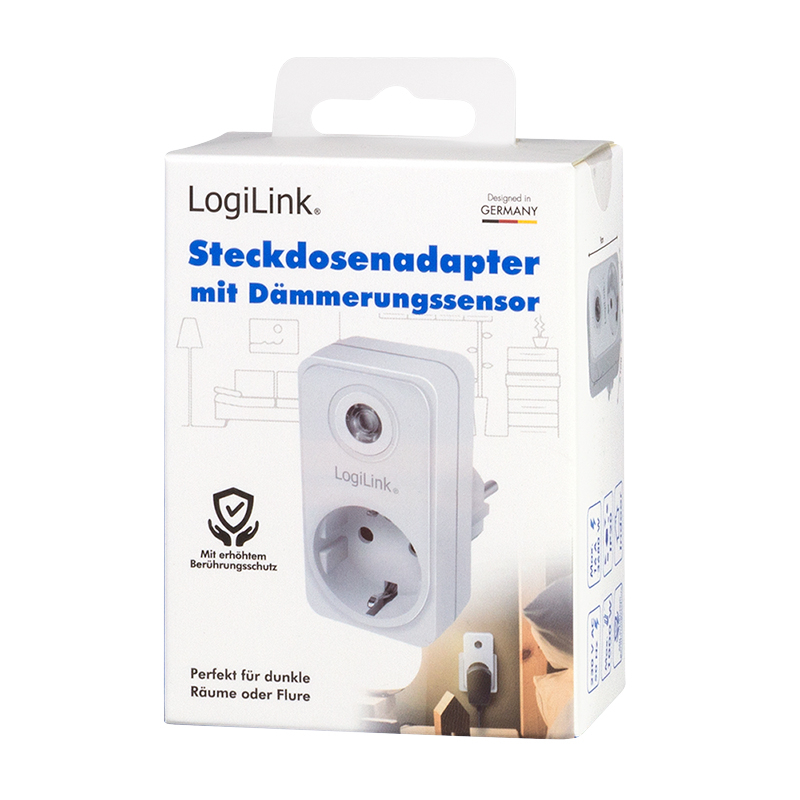ADAPTOR LOGILINK , senzor lumina zi/noapte , indicator LED , Schuko x 1 , IP20 , 230 V/16 A , 50 Hz , max. 3600 W (max 1000 W pentru lampa halogen) , alb Cod Produs: PA0263 [3]
