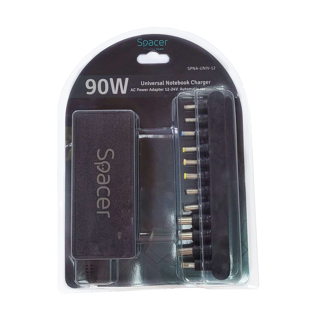 ALIMENTATOR Notebook Universal AC-DC ,  SPACER ,  90W comutare automata tensiune - compatibil cu majoritatea NB ,  12 tipuri de mufe ,  DC15/16/19/19.5/20V ,  Cod Produs: SPNA-UNIV-12 [6]