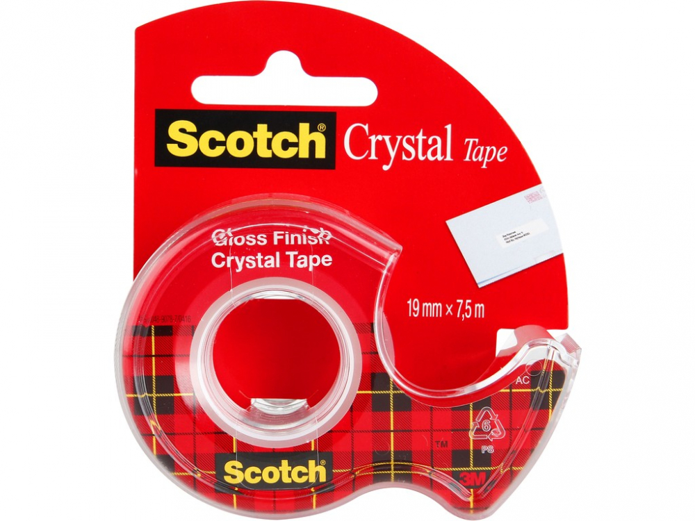 Banda adeziva 19 mm x 7,5 m cu dispenser 3M Scotch Crystal [1]