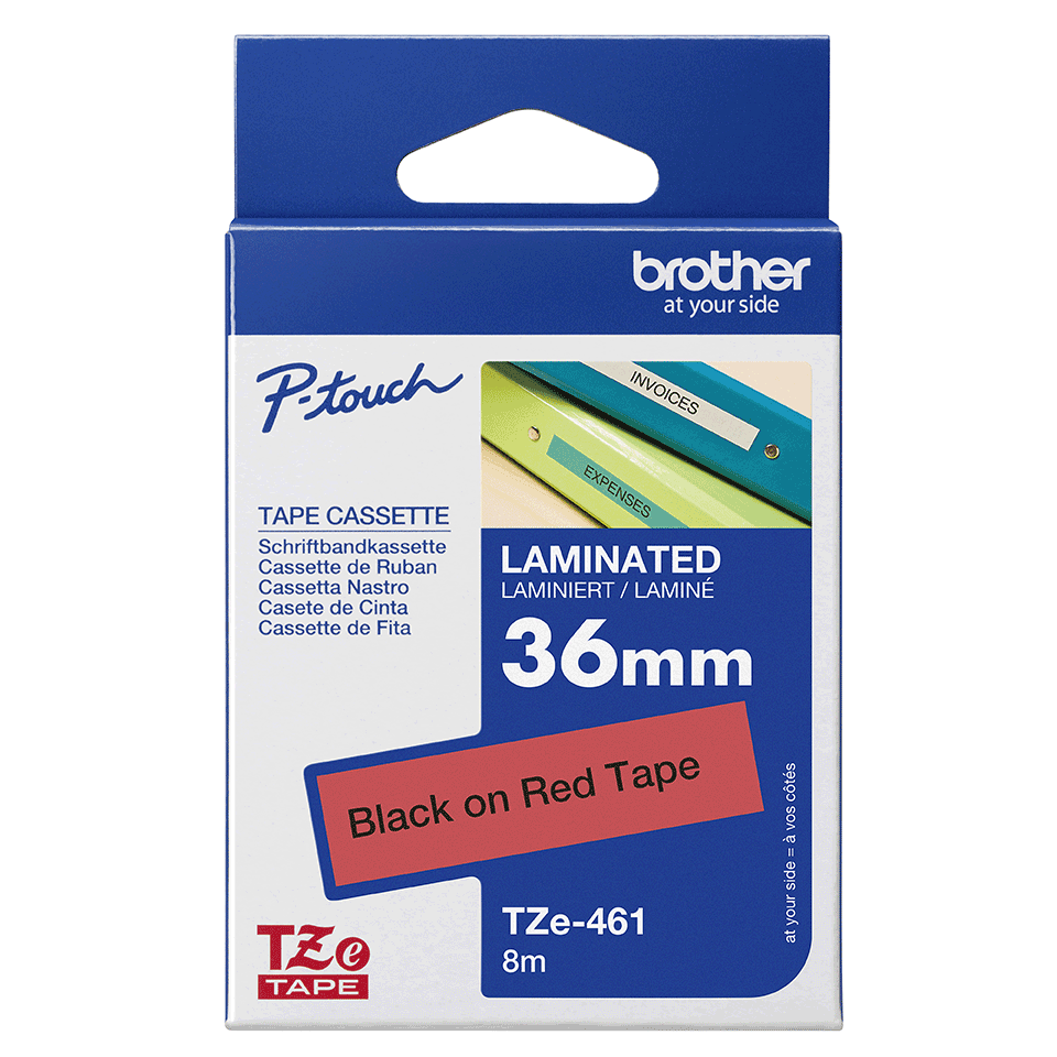 Banda de etichete originala Brother TZE161, 36mm latime, 8 metri lungime, negru pe transparent [6]