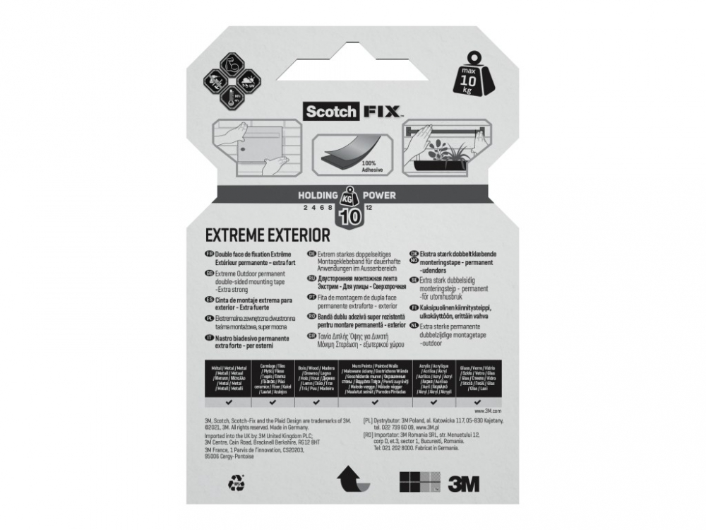 Banda dublu adeziva montare exterior, 19 mm x 1,5 m 3M Scotch-Fix™ Extreme [7]