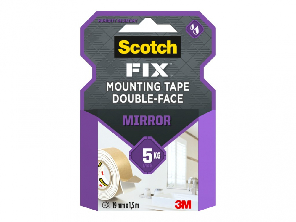 Banda dublu adeziva montare oglinzi, 19 mm x 1,5 m, 3M Scotch-Fix™ [1]