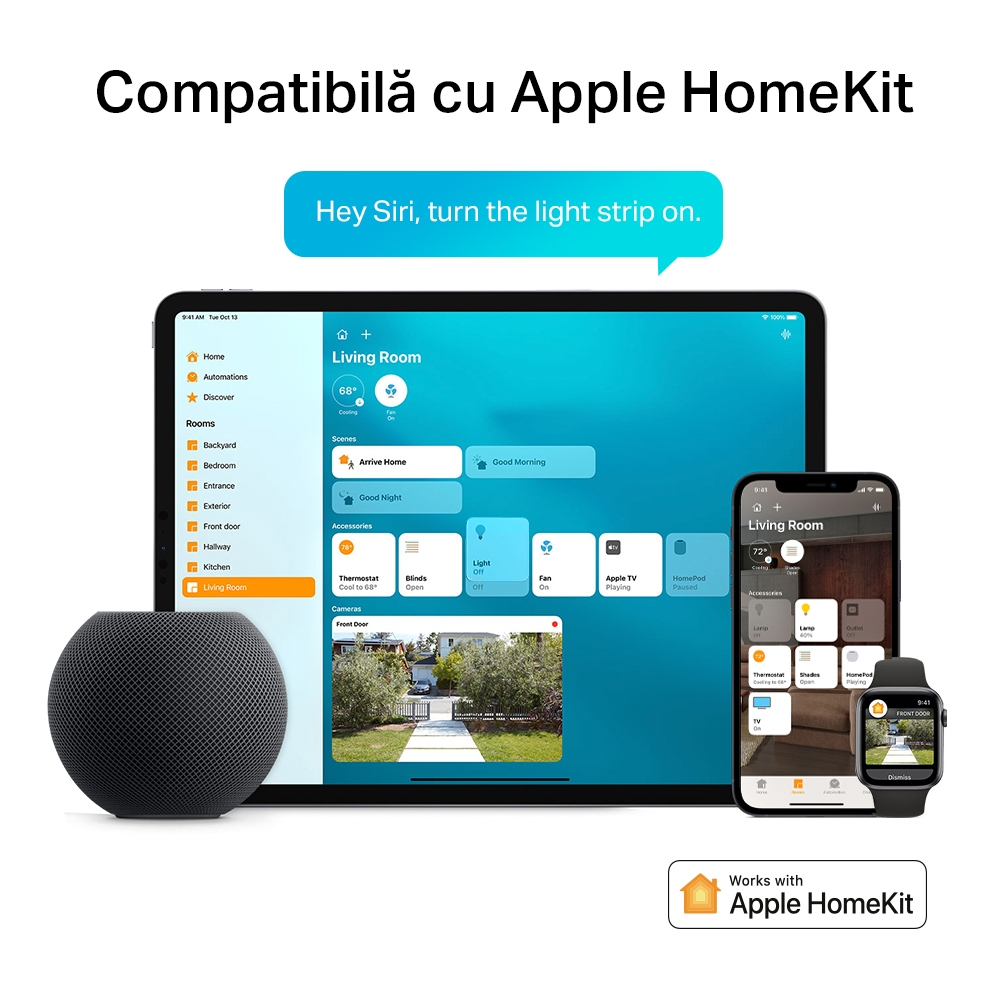 BANDA LED TP-Link Multicolora cu zone de culoare si LED-uri albe ,  Wi-Fi 2.4 Ghz incorporat , consum 24W/buc ,  banda 2x5m ,  ctr prin aplicatia Tapo ,  comenzi vocale Cod Produs: Tapo L930-10 [6]