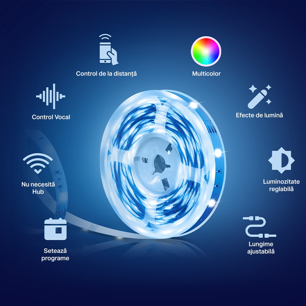BANDA LED TP-Link Multicolora ,  Wi-Fi 2.4 Ghz incorporat ,  consum 20.5W/buc ,  banda 2 x 5m ,  control prin aplicatia Tapo ,  comenzi vocale Cod Produs: Tapo L900-10 [2]