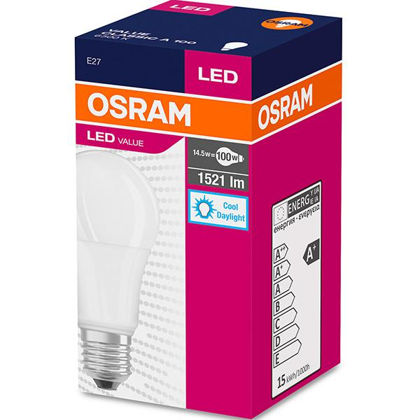 BEC LED Osram ,  soclu E27 ,  putere 13W ,  forma clasic ,  lumina alb rece ,  alimentare 220 - 240 V ,  Cod Produs: 4052899971042 [2]