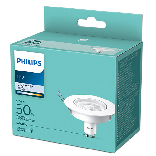 BEC LED Philips ,  soclu GU10 ,  putere 4.7W ,  forma spot ,  lumina alb rece ,  alimentare 220 - 240 V ,  Cod Produs: 8718699777999 [2]