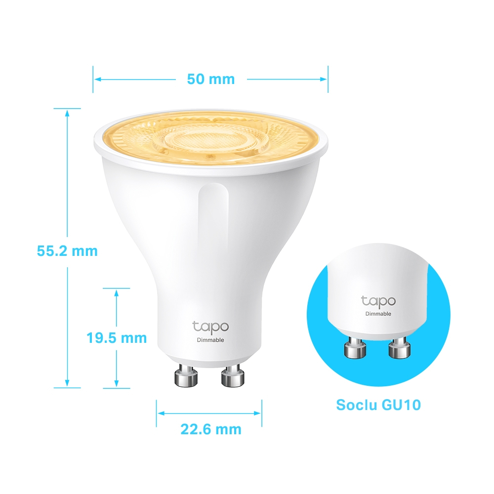 BEC LED wireless TP-LINK ,  350lm ,  2.9W ,  fasung GU10 ,  lumina calda 2700K  ,  control prin smartph.cu apl.Tapo ,  ajustare automata a luminii in fct. de mom zilei Cod Produs: Tapo L610 [2]