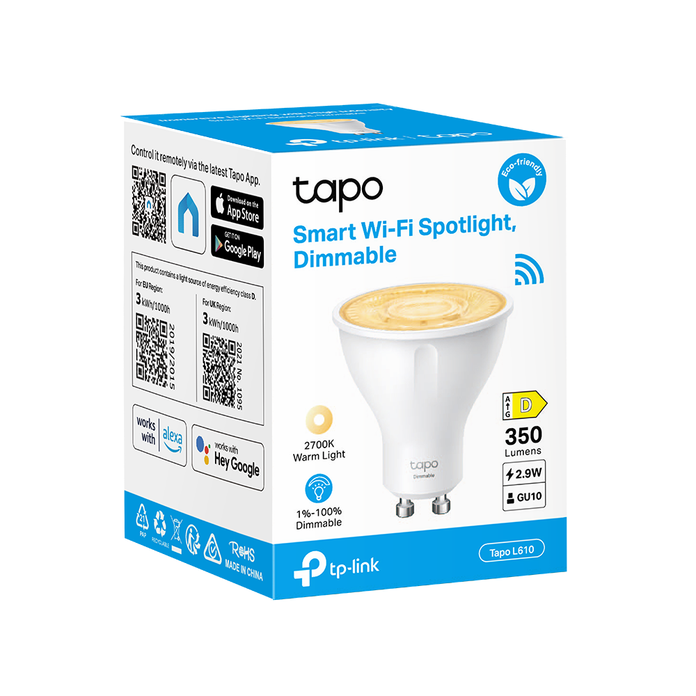 BEC LED wireless TP-LINK ,  350lm ,  2.9W ,  fasung GU10 ,  lumina calda 2700K  ,  control prin smartph.cu apl.Tapo ,  ajustare automata a luminii in fct. de mom zilei Cod Produs: Tapo L610 [5]