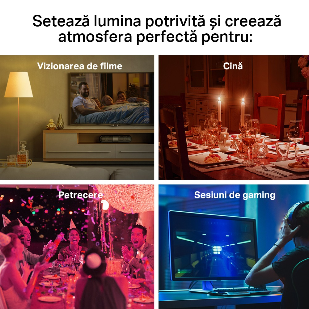 BEC LED wireless TP-LINK ,  800lm ,  8.7W ,  E27 ,  intensitate reglabila ,  ctl prin smartph.cu apl.Tapo ,  ajustare auto a luminii in fct. de mom zilei-diferite culori Cod Produs: Tapo L530E [3]