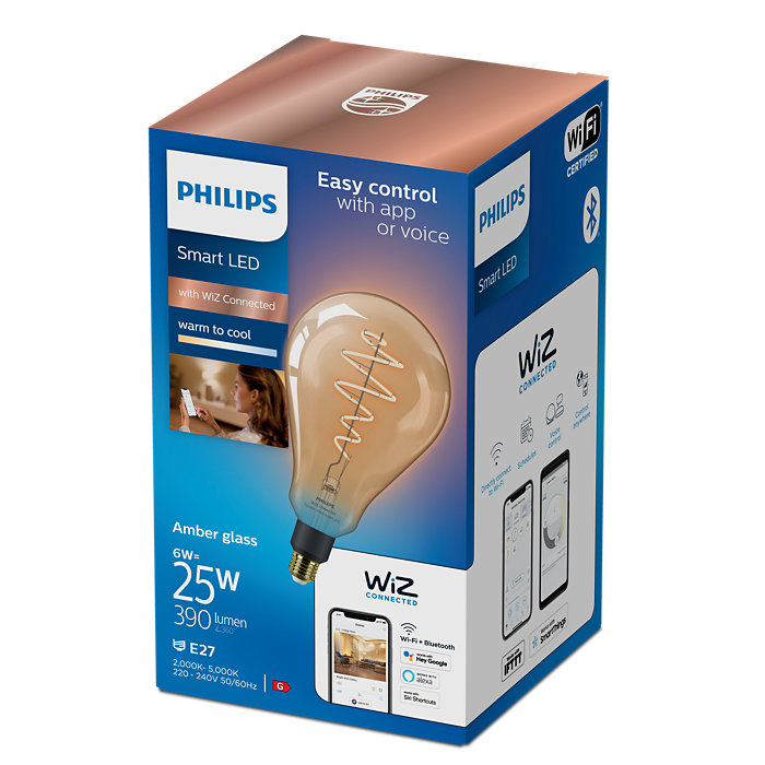 BEC smart LED Philips ,  soclu E27 ,  putere 6 W ,  forma sferic ,  lumina alb calda alb rece ,  alimentare 220 - 240 V ,  Cod Produs: 8719514372221 [2]