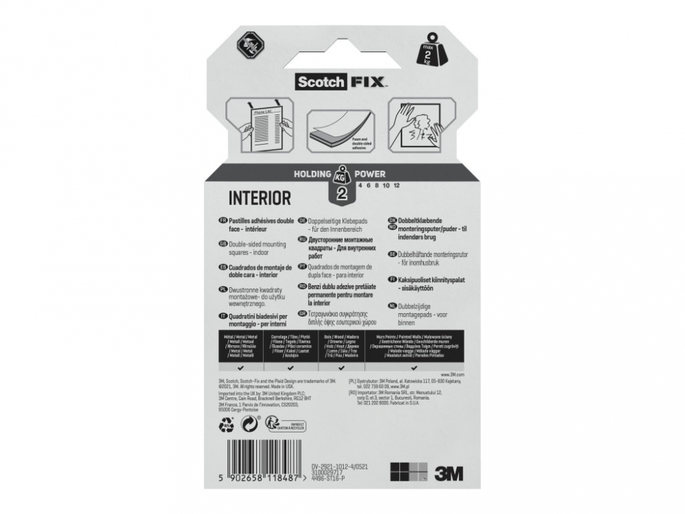 Benzi dublu adezive pretaiate montare interior, 16 buc/pachet, 3M Scotch-Fix™ [6]