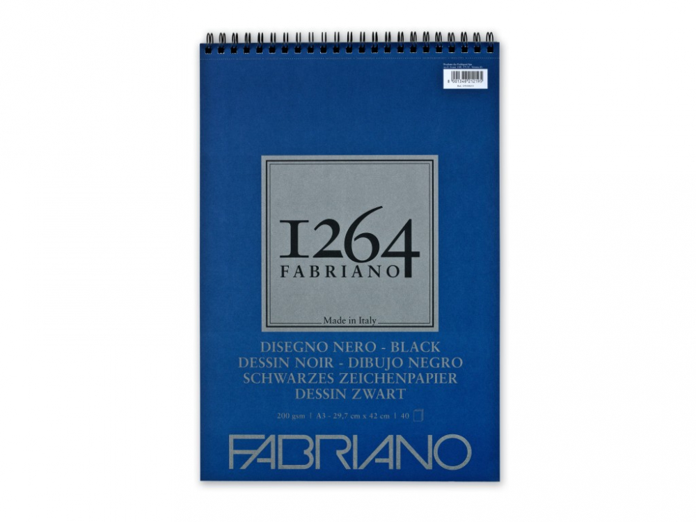 Bloc desen 1264 Black Drawing, A3, 200gr, 40 file, cu spirala Fabriano [1]