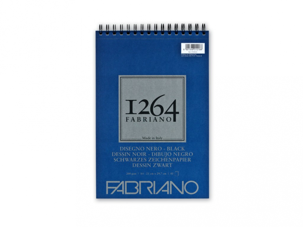 Bloc desen 1264 Black Drawing, A4, 200gr, 40 file, cu spirala Fabriano [1]