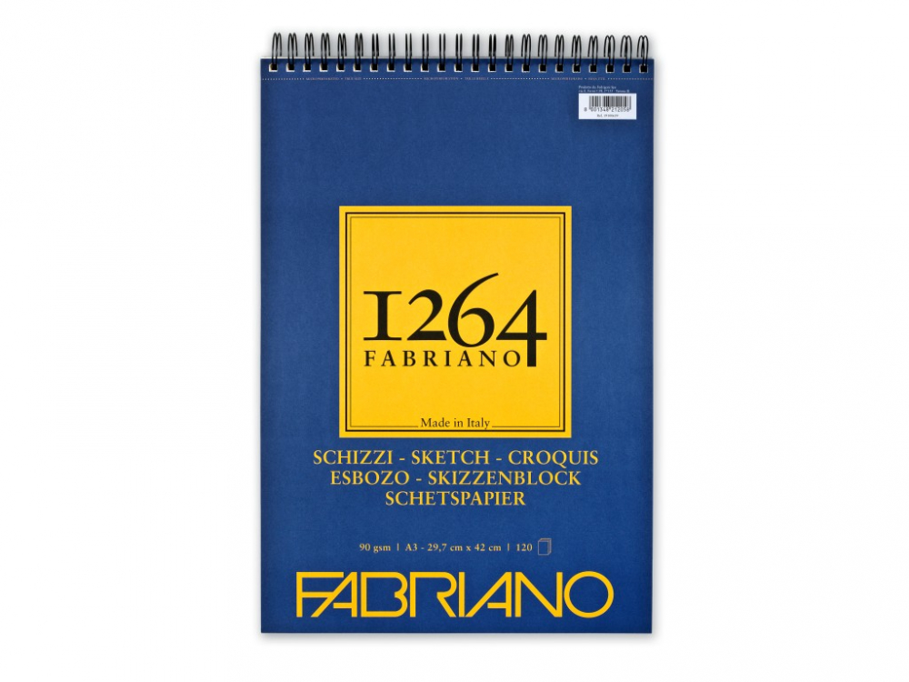 Bloc desen 1264 Schizzi, A3, 90gr, 120 file, cu spirala pe latime Fabriano [1]