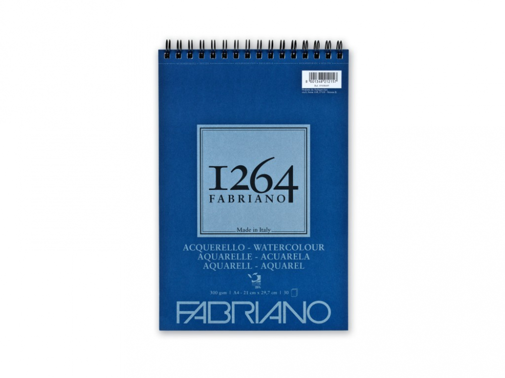 Bloc desen 1264 Watercolor, A4, 300gr, 30 file, cu spirala Fabriano [1]