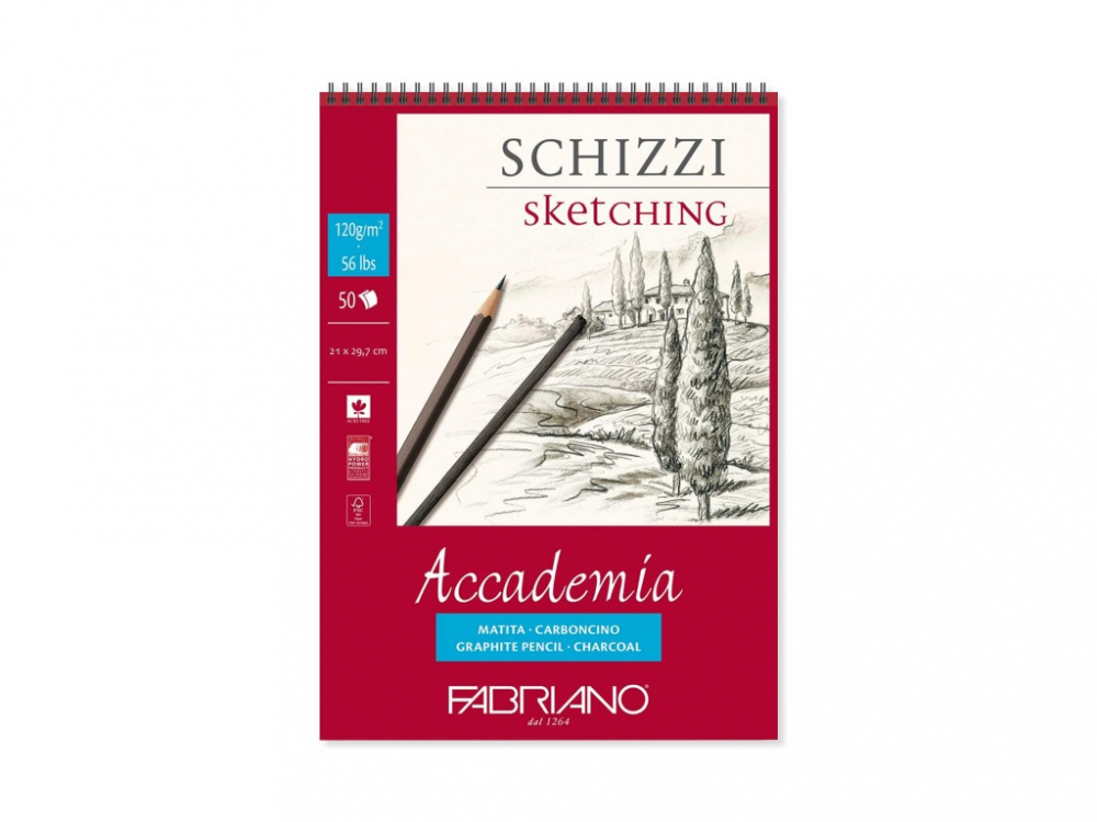 Bloc desen Accademia Schizzi, A4, 120 g, 50 file, cu spirala Fabriano [1]