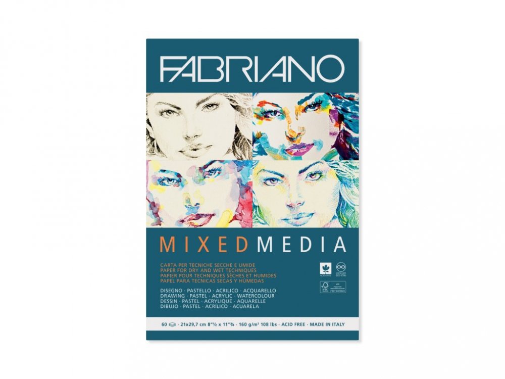 Bloc desen Mix Media, A4, 160 g, 60 file, fara spirala Fabriano [1]
