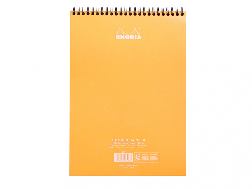 Blocnotes grafic A4, spirala metalica dubla, 80 file, Rhodia Classic Orange [3]