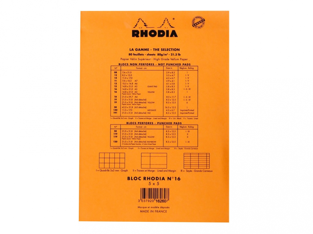 Blocnotes N16 14,8 x 21 cm capsat 80 file galbene Rhodia Orange [3]