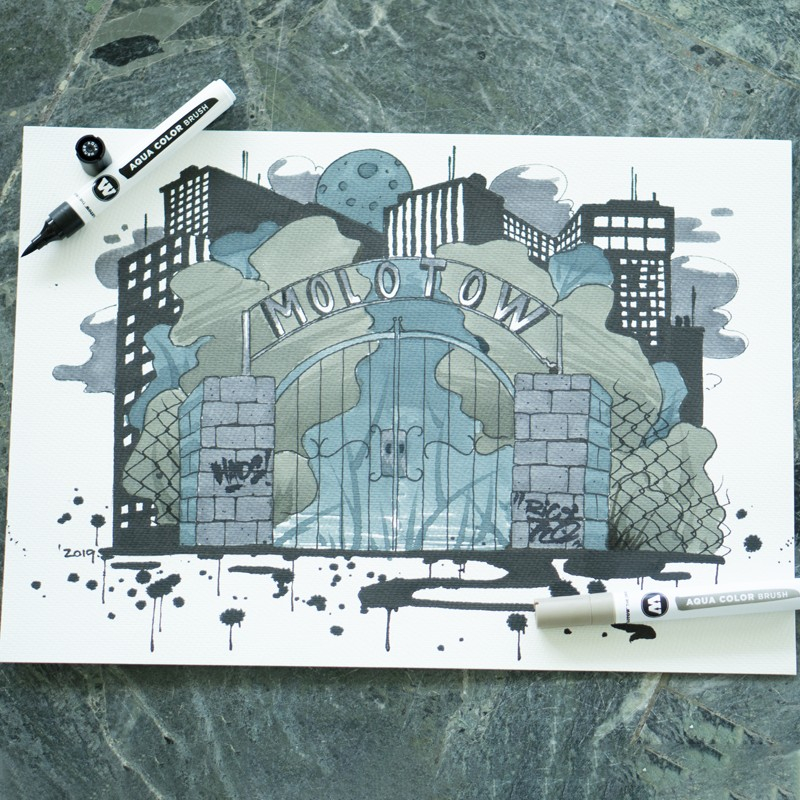 Brush Pen Molotow Aqua Color Grey 12 buc/set [5]