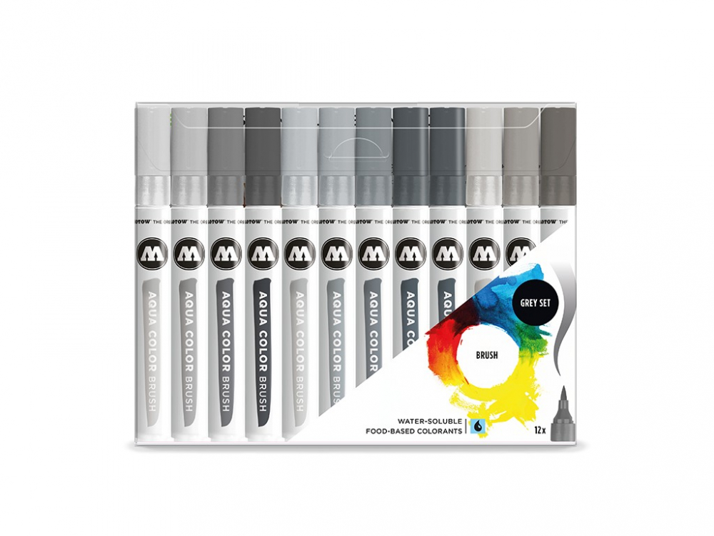 Brush Pen Molotow Aqua Color Grey 12 buc/set [1]