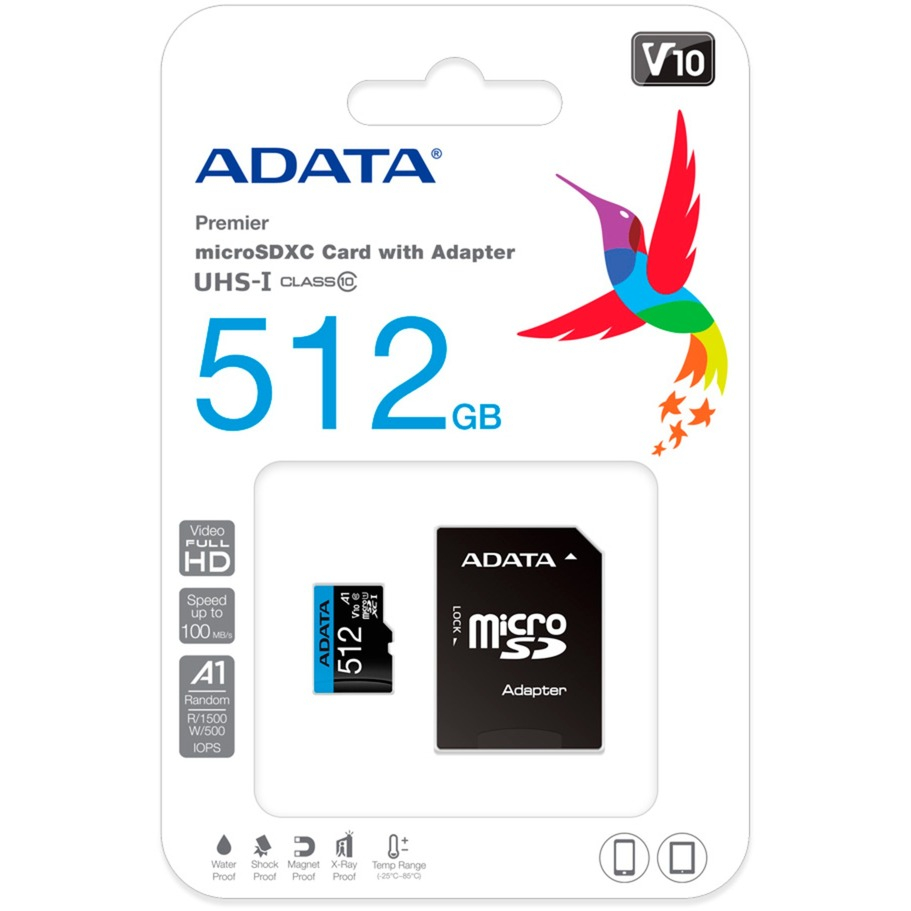CARD MicroSD ADATA, 512 GB, MicroSDXC, clasa 10, standard UHS-I U1, Cod Produs: AUSDX512GUICL10A1-RA1 [3]