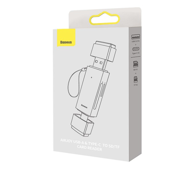 CARD READER extern Baseus Lite , interfata USB 3.0/USB Type-C , citeste/scrie: SD , microSD viteza pana la 480Mbps , suporta carduri maxim 512GB , metalic , gri Cod Produs: WKQX060113 [4]