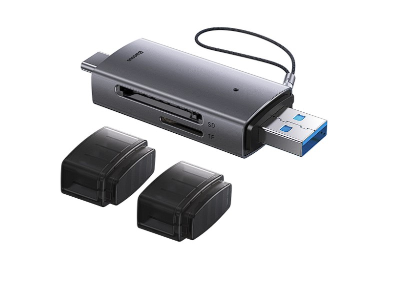 CARD READER extern Baseus Lite , interfata USB 3.0/USB Type-C , citeste/scrie: SD , microSD viteza pana la 480Mbps , suporta carduri maxim 512GB , metalic , gri Cod Produs: WKQX060113 [5]