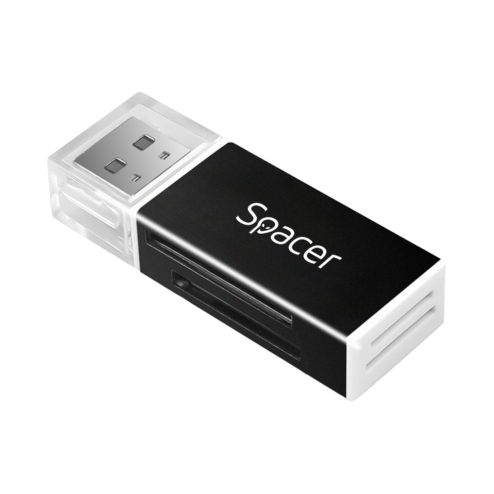CARD READER extern SPACER ,  interfata USB 2.0 ,  citeste/scrie: SD ,  microSD ,  MS ,  M2; aluminiu ,  black ,  Cod Produs: SPCR-658 [2]
