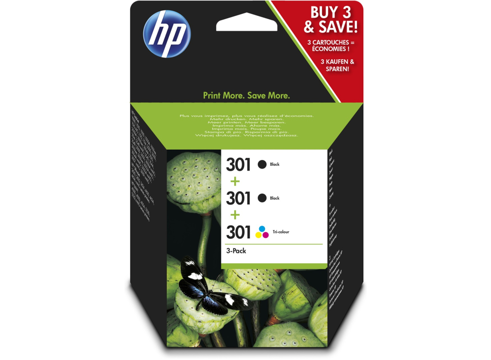 Combo-Pack Original E5Y87EE HP Black/Color, nr.301, pentru DeskJet 1000 | 1050 | 1510 | 2000 | 2050 | 2054 | 3000 | 300 | 3054 | OJ 4630,  [1]