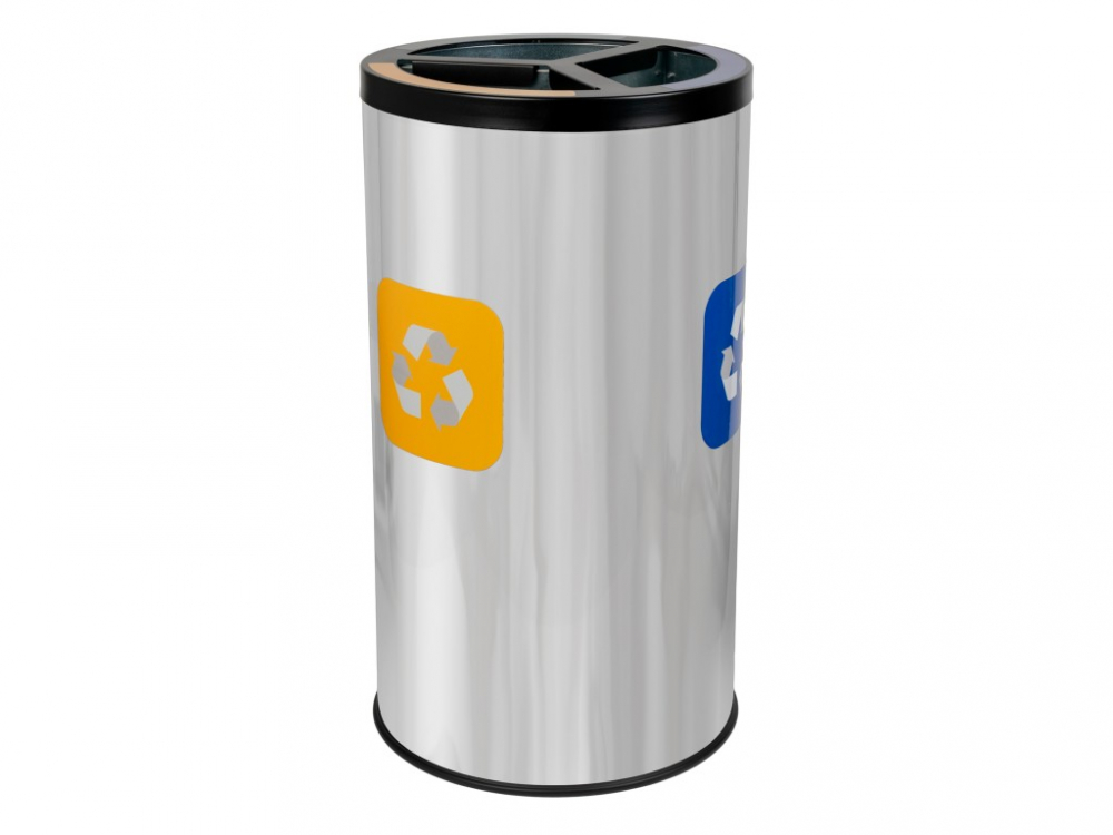 Cos inox colectare selectiva 3 compartimente cu galeata interioara ,  3 x 20 L [2]