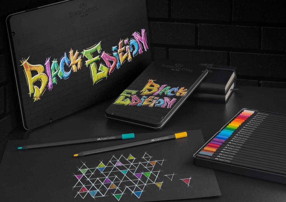 Creioane colorate triunghiulare black edition cutie metal Faber-Castell 12 culori/set [4]