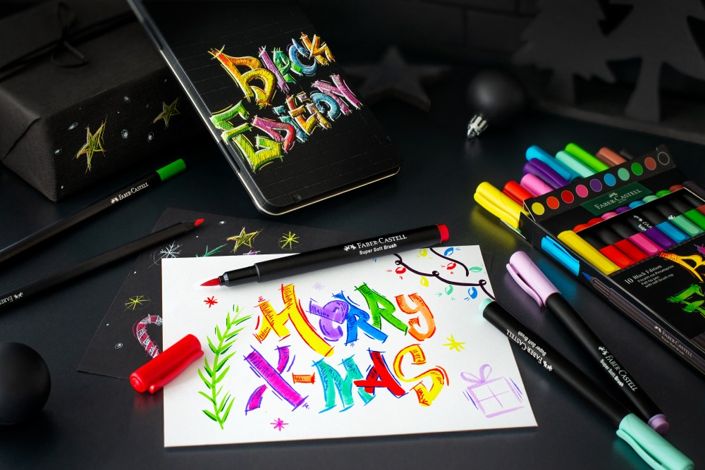 Creioane colorate triunghiulare black edition cutie metal Faber-Castell 12 culori/set [5]