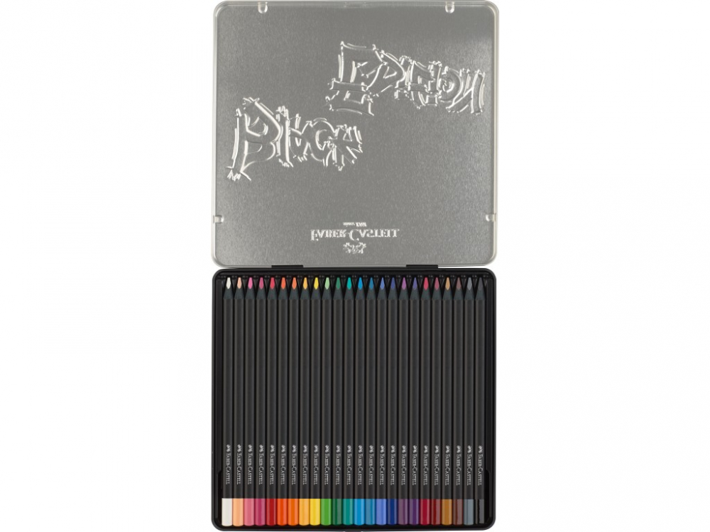 Creioane colorate triunghiulare black edition cutie metal Faber-Castell 24 culori/set [2]