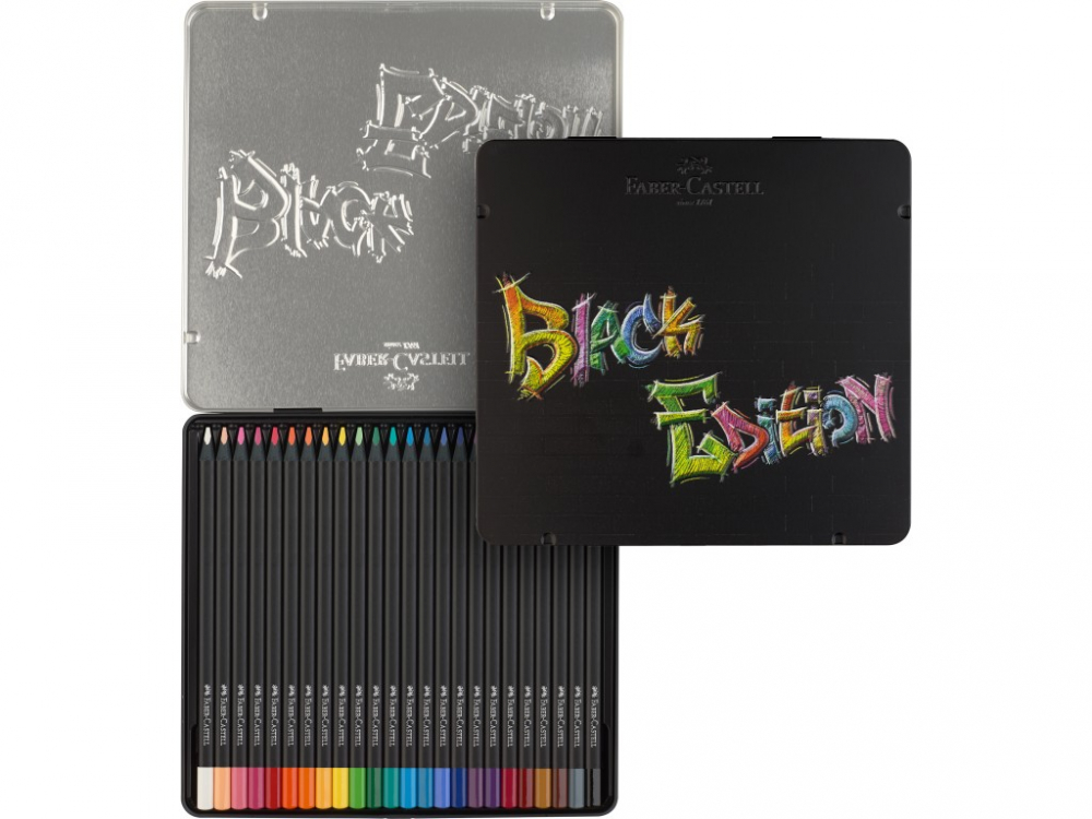 Creioane colorate triunghiulare black edition cutie metal Faber-Castell 24 culori/set [4]