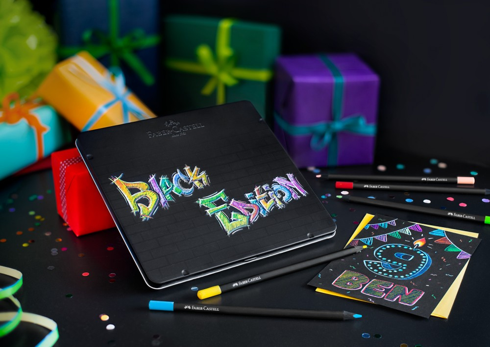 Creioane colorate triunghiulare black edition cutie metal Faber-Castell 24 culori/set [5]