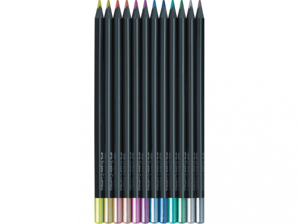 Creioane colorate triunghiulare black edition metalizate Faber-Castell 12 culori/set [2]