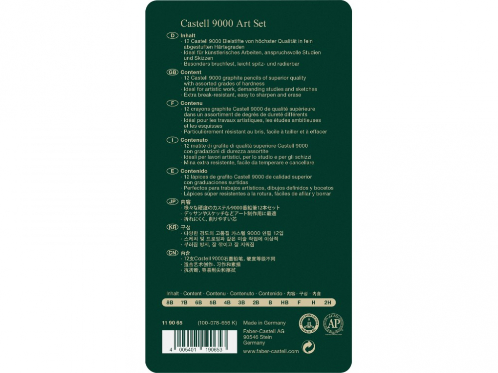 Creion grafit hexagonal Arta Castell 9000 Faber-Castell 12 buc/set [3]