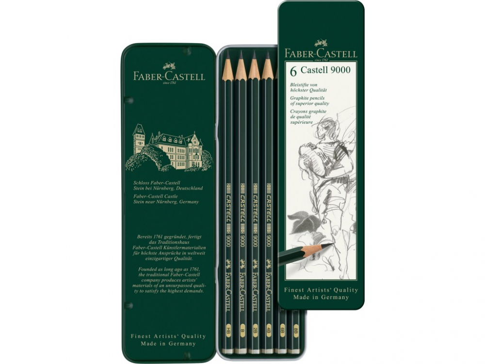 Creion grafit hexagonal Castell 9000 Faber-Castell 6 buc/set [2]