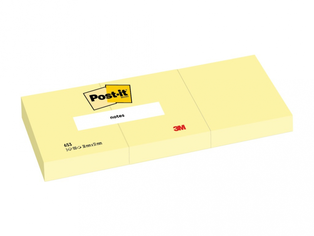 Cub notite adezive 51 x 38 mm 300 file Post-it Canary Yellow 3/set [1]