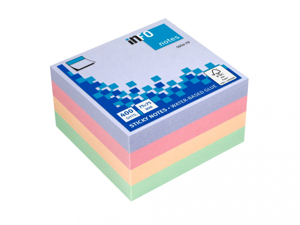 Cub notite adezive 75 x 75 mm 400 file Harmony Info Notes [1]